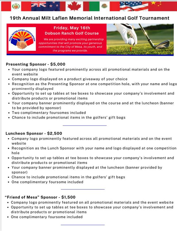 Golf Tournament Sponsorship Information